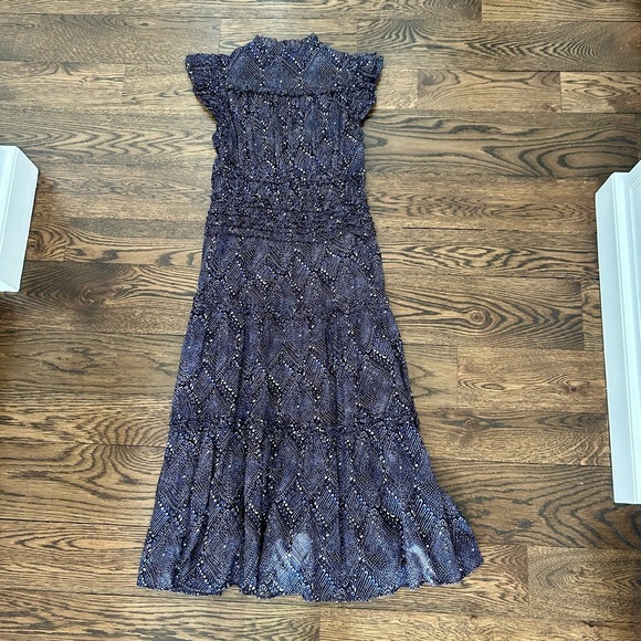 Ulla Johnson Rosalind Indigo Print Ruffle Midi Dress - Picture 7 of 14
